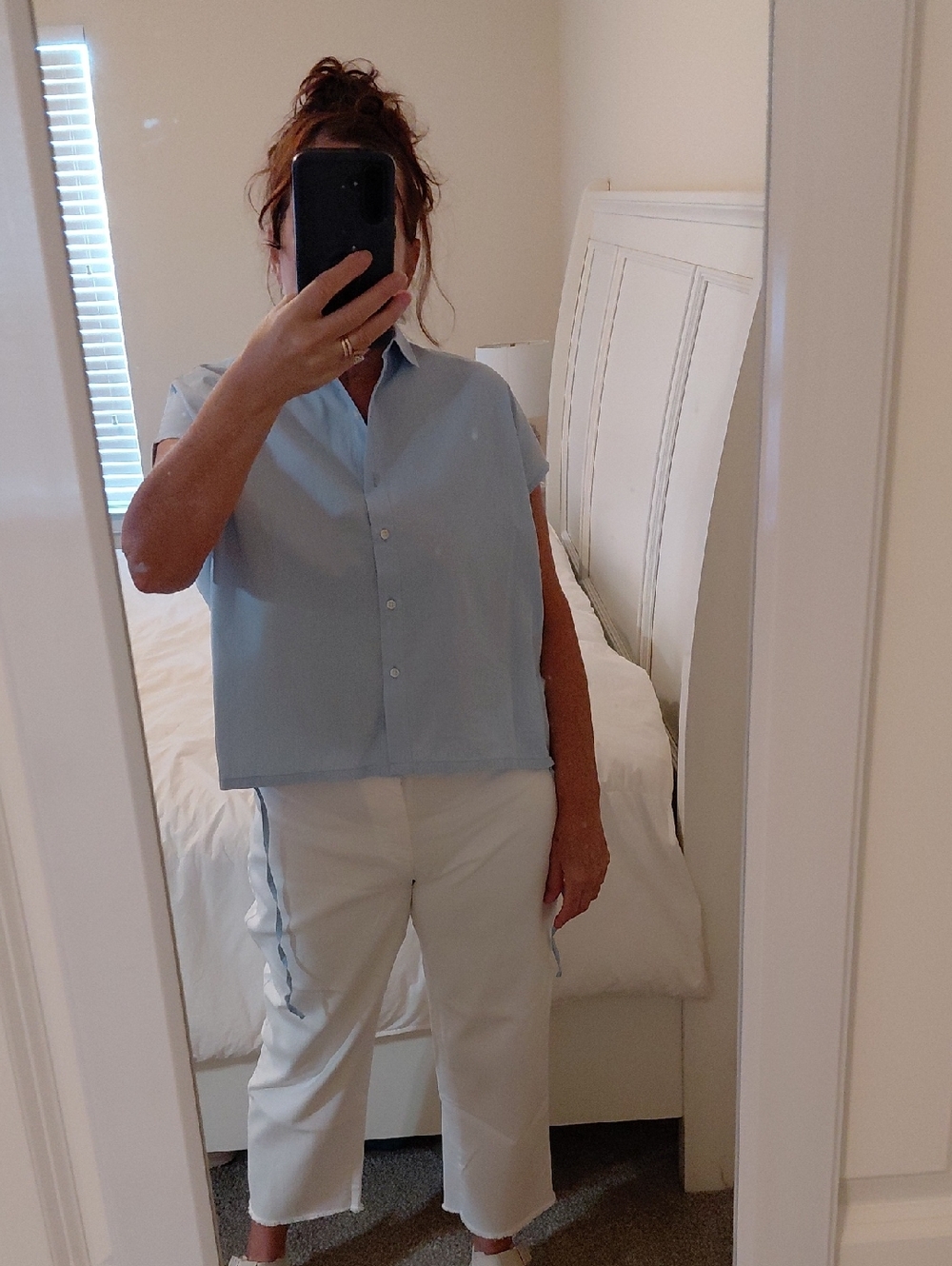 NICHOLSON & NICHOLSON  Top Boxy Light Blue Size S EUC